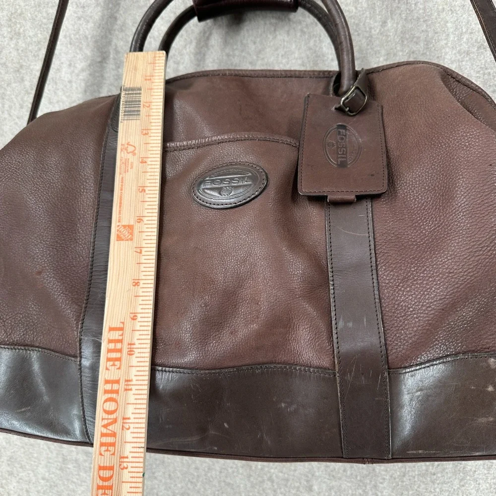 Fossil Brown‎ Leather Doctors Duffle Bag with Strap Overnight